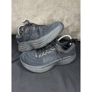 Hoka One One Bondi 8 Womens Size 8.5D Triple Black Running Walking Shoes Sneaker